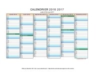 calendrier juillet 2016 à juin 2017 vierge